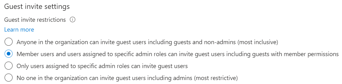 Guest invite settings